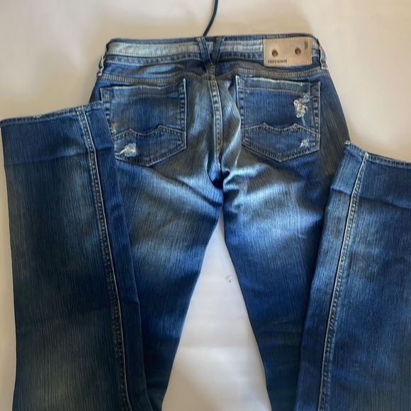 chevignon denim goods jeans size 25 dark blue distressed - Picture 8 of 11